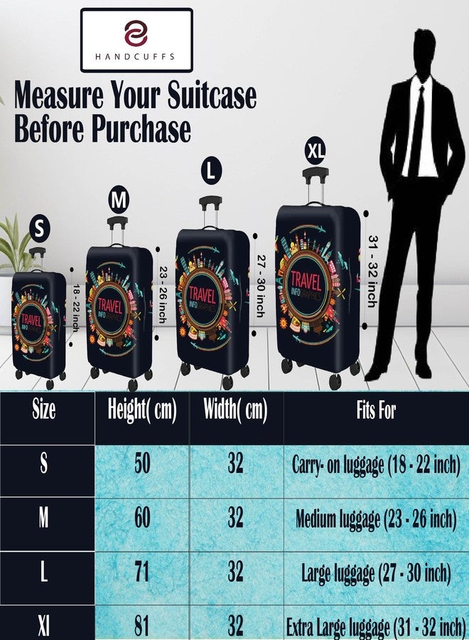Handcuffs Luggage Cover Trolley Travel Covers, Washable Dust Proof Anti-Scratch Suitcase Protector (Black, L (27"-30")) - Image 3